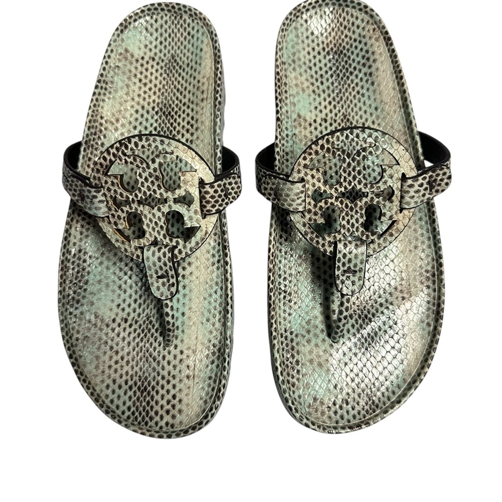 NWOT Tory Burch miller cloud Snakeskin Pattern Sandals - Black and Green